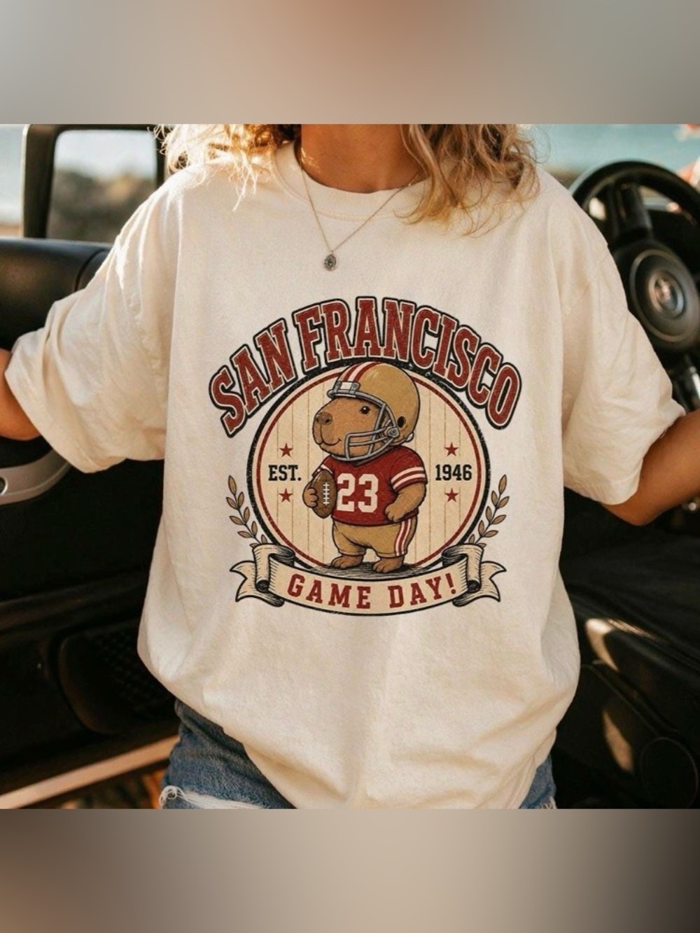San Francisco Capybara Football Shirt, Vintage Game Day Comfort Color T-Shirt